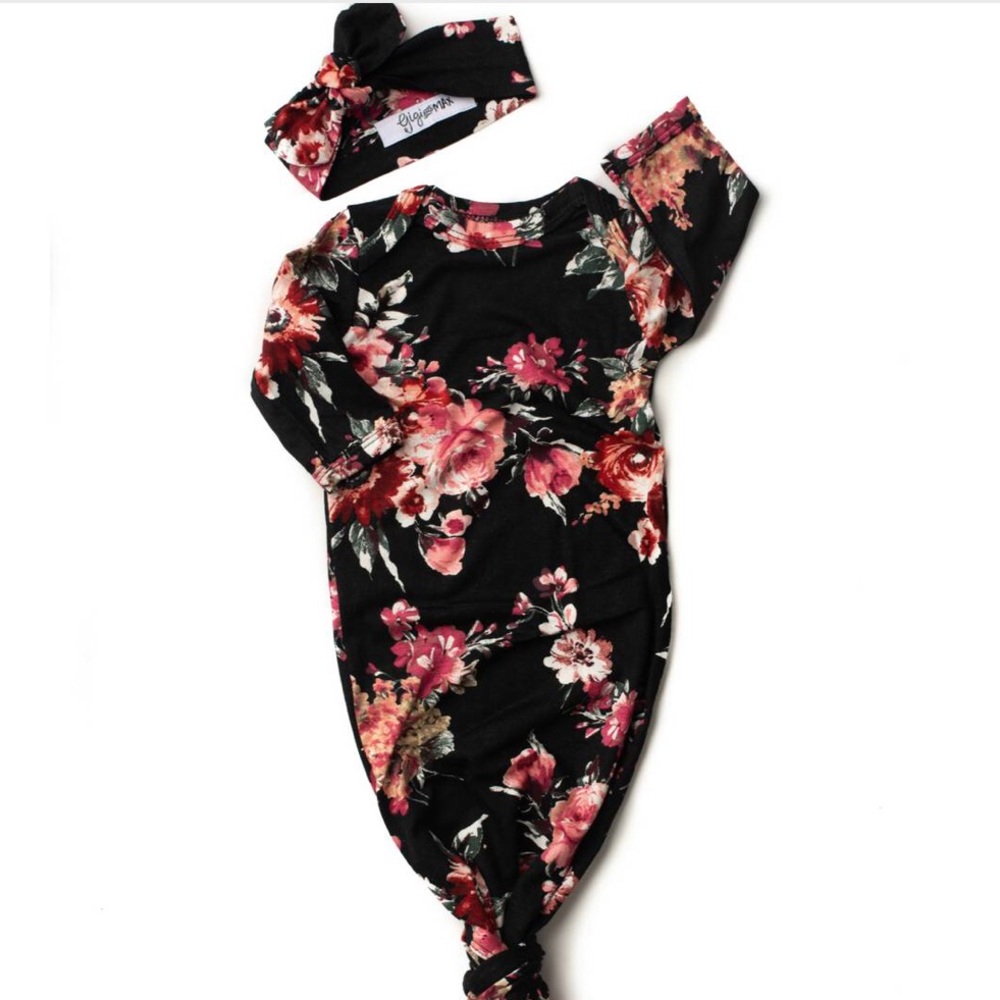 Black Floral Headband Set